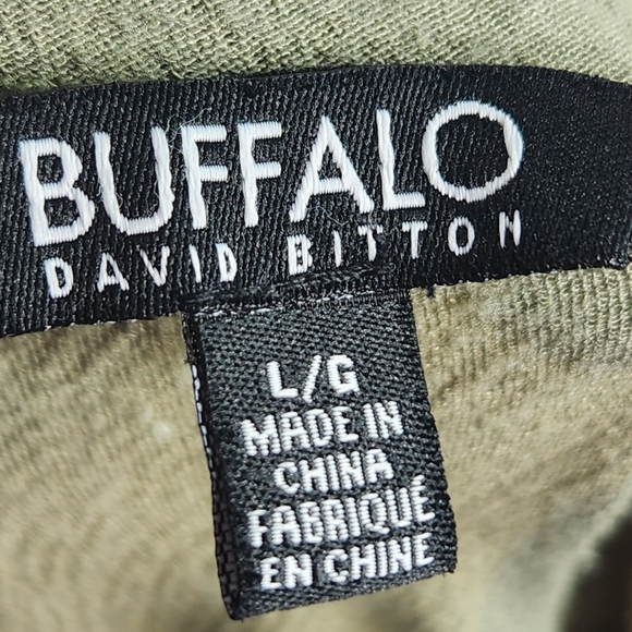 BUFFALO David Bitton Olive Green Gauze Cap Sleeve Top Size Large - Picture 6 of 11
